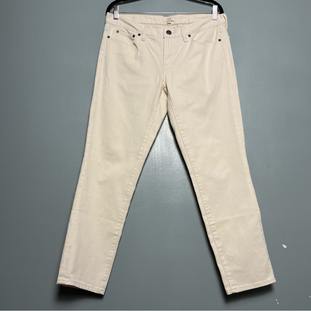 NWT J. Crew Ankle Toothpick Super Skinny Jeans Ivory Stretch Denim Women’s 31